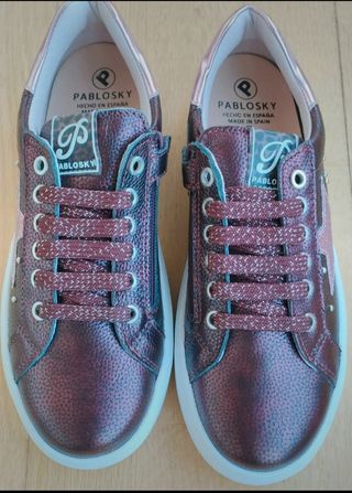 Zapatillas Pablosky niña burdeos, rosa.