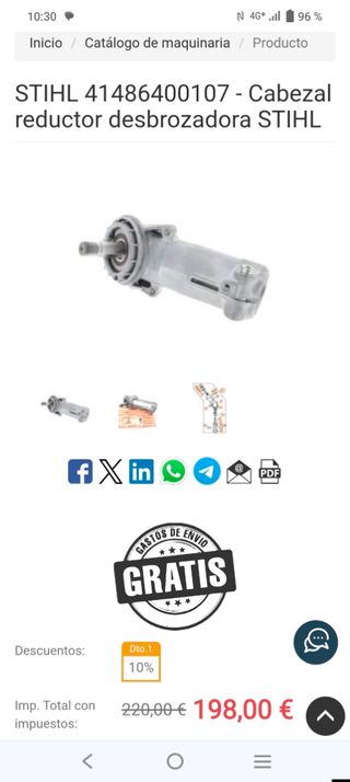 Cabezal reductor Stihl 4148-640-0107