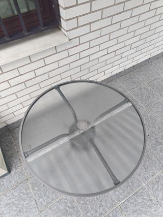 Mesa terraza cristal gris