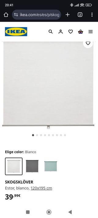 Estor IKEA SKOGSKLÖVER blanco 140x195cm y 120x195