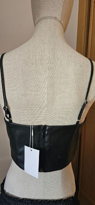 Top negro Bershka polipiel