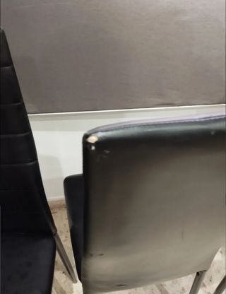 3 Sillas Comedor - Piel Sintética Negra