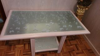 Mesa salón - cristal y madera