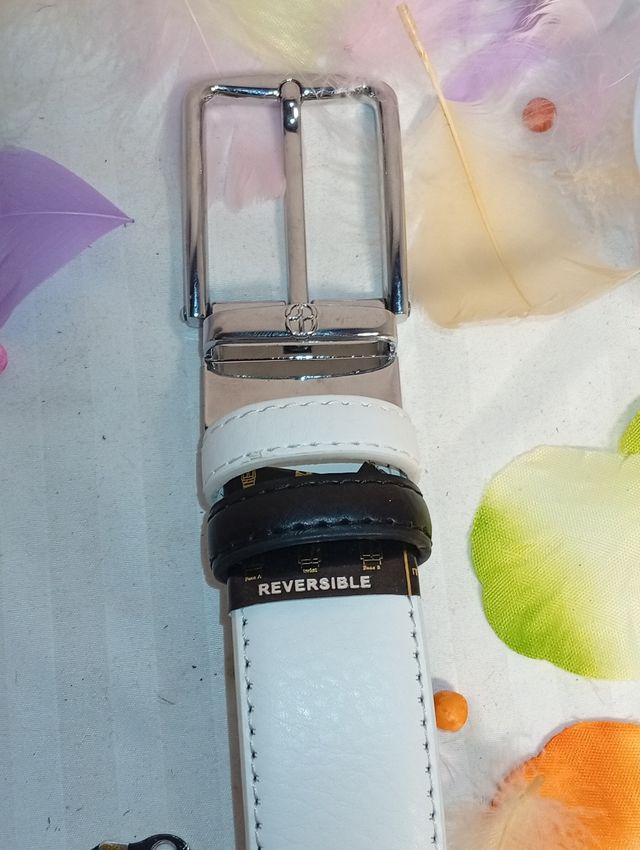 Cinturón piel reversible blanco&negro