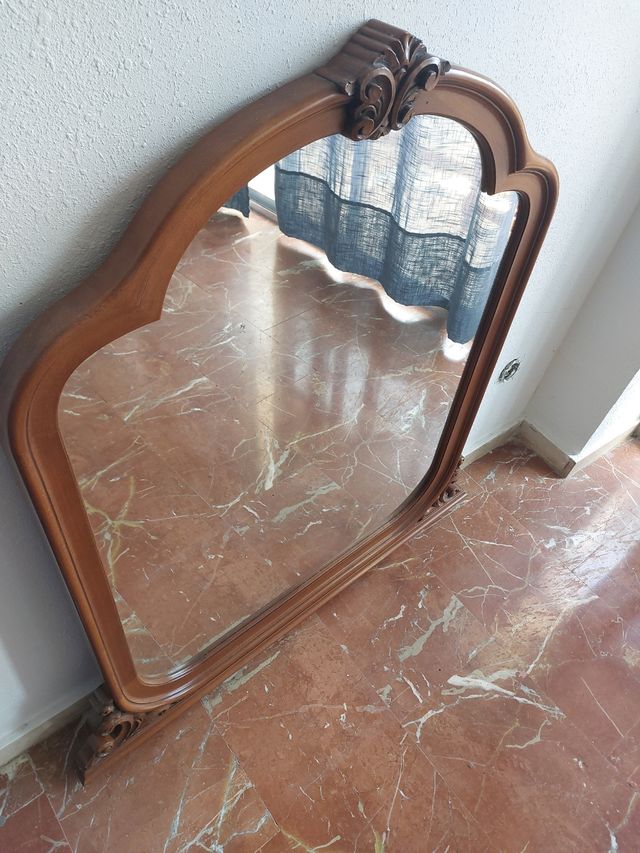 Espejo antiguo madera tallada