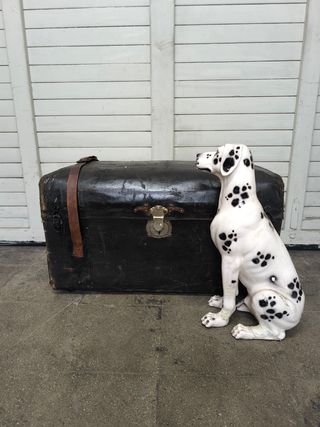 Baúl de viaje piel . Antiguo.