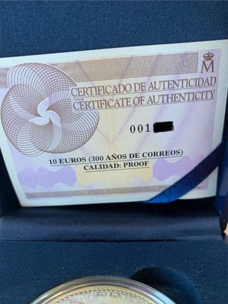 Moneda 10€ plata Correos 300 años