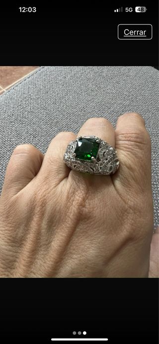 Anillo Esmeralda Plata
