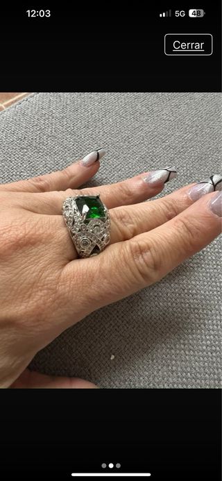 Anillo Esmeralda Plata
