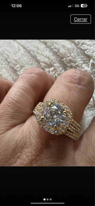 Anillo compromiso baño dorado