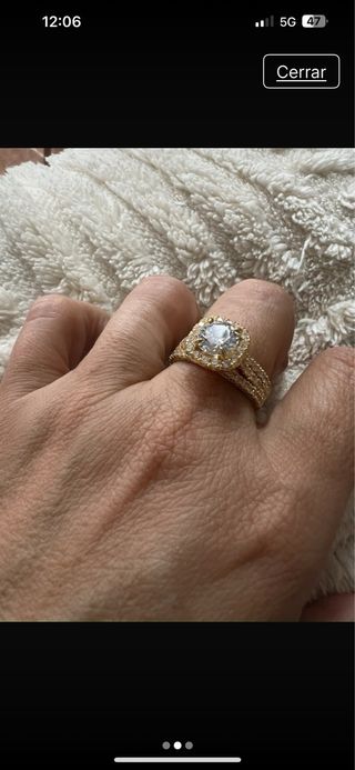 Anillo compromiso baño dorado