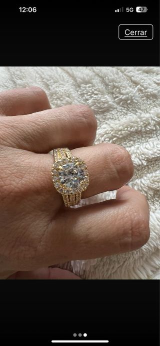 Anillo compromiso baño dorado