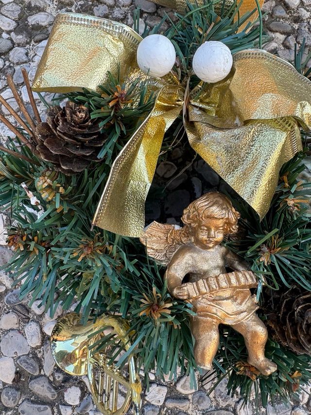 Ghirlande Natale dorate in vimini