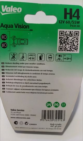 Lampadina Valeo H4 Aqua Vision 12V