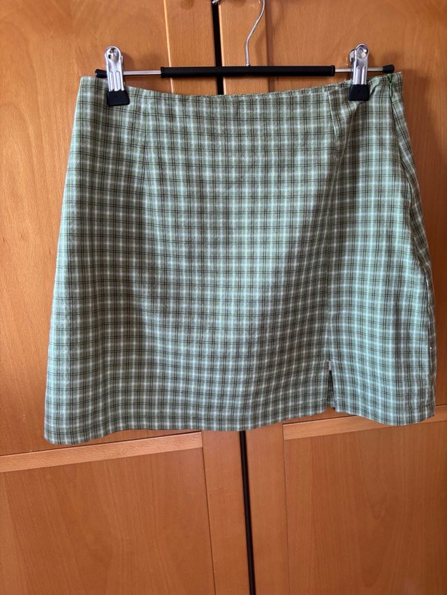 Mini Falda Cuadros Verde