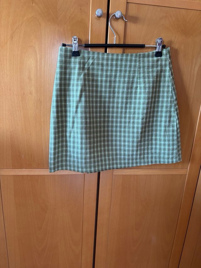 Mini Falda Cuadros Verde