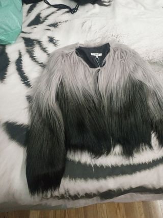 Chaqueta pelo gris-negro, talla L