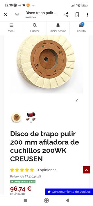 Discos afiladora 200mm Creusen