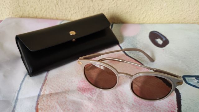 Gafas de Sol mujer niña beige funda