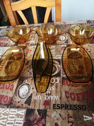 Vajilla vintage ámbar -vereco