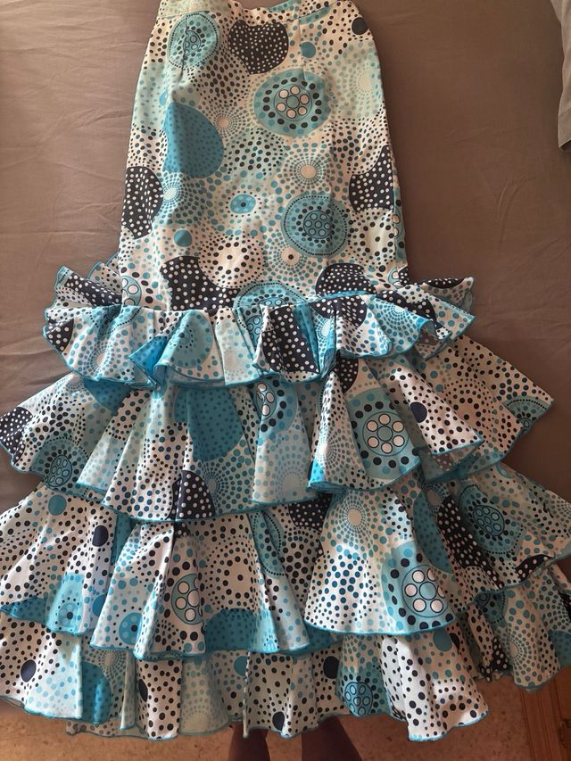 Falda Flamenca Azul y Blanca