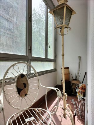 Conjunto mesa sillas farol forja