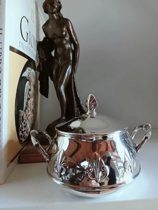 Antique Art Deco Sugar Dish - Silverplate Art Déco
