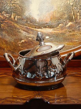 Antique Art Deco Sugar Dish - Silverplate Art Déco