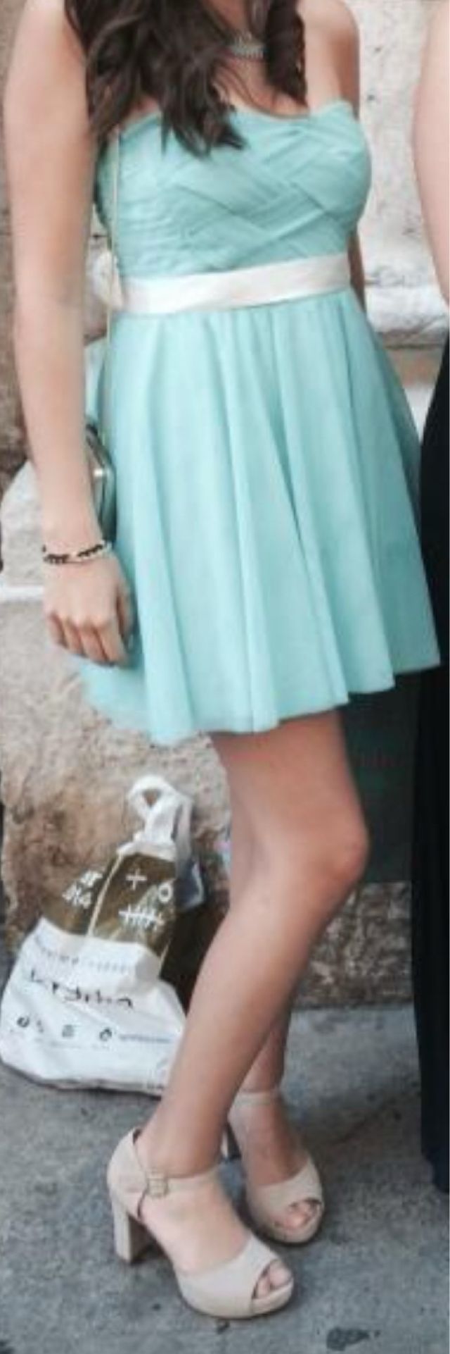 Vestido turquesa fiesta.