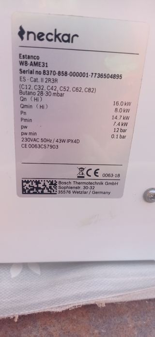 Termo eléctrico,gas butano,usado 2 años