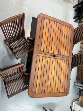 Mesa de jardín de teca maciza - 4 sillas