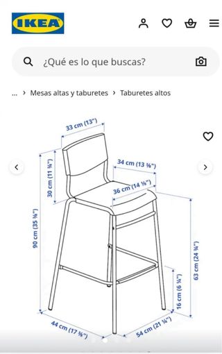 4 Sillas altas Ikea - cocina 9€/u. + 1€ /u. cojín
