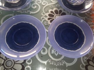 Juego de 6 tazas café - vidrio azul