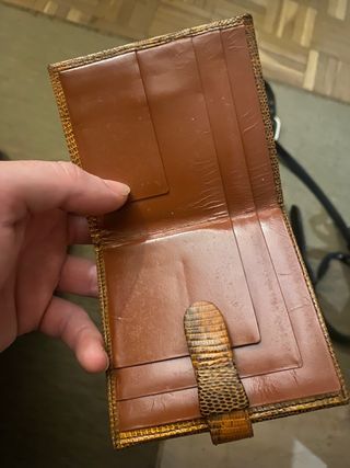 Cartera piel de Cocodrilo Marrón y cuero