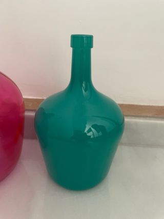 2 Damajuanas de vidrio - Rosa y Verde