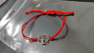 Pulsera árbol vida roja de acero