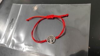 Pulsera árbol vida roja de acero