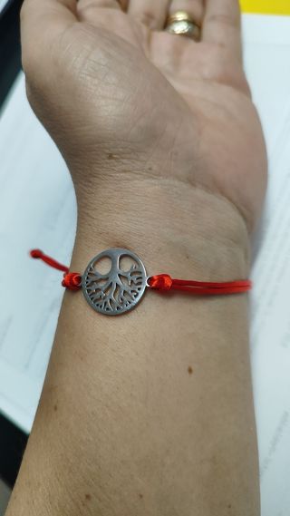 Pulsera árbol vida roja de acero