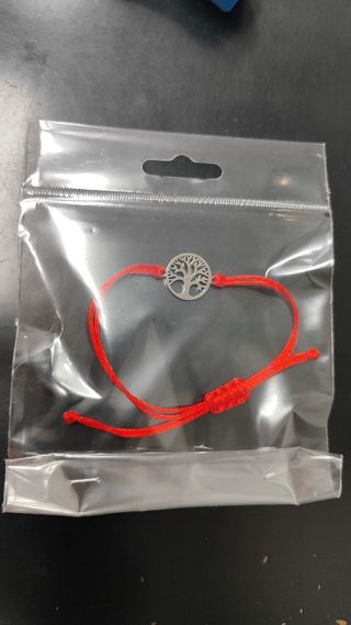 Pulsera árbol vida roja de acero