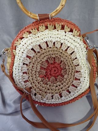 Bolso Redondo Crochet Beige Marrón