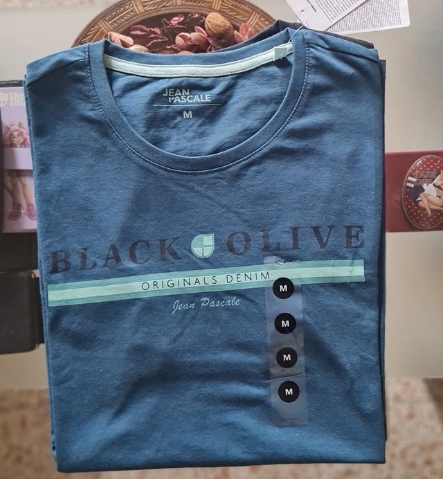 2 T-Shirt Black Olive Jean Pascale (M/L)