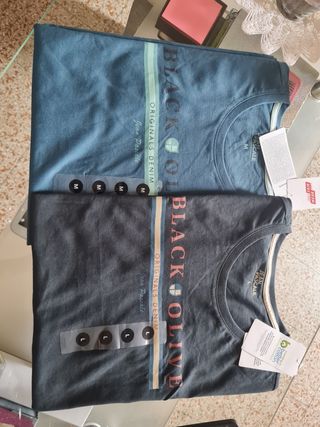 2 T-Shirt Black Olive Jean Pascale (M/L)