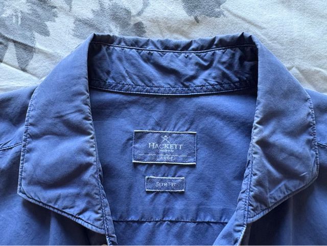 Camisa Hackett azul slim fit.