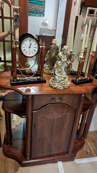Mueble recibidor madera espejo