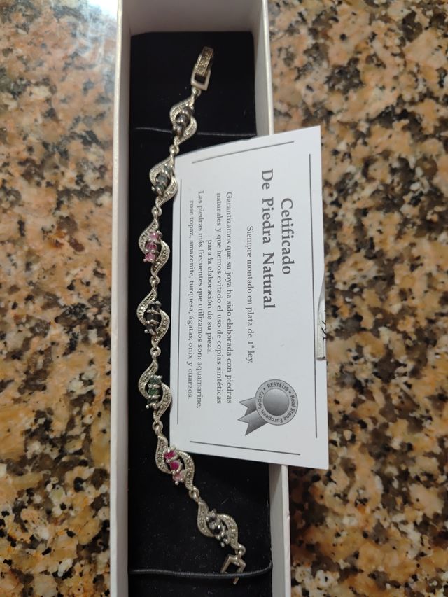 Pulsera Plata ley 925 piedras naturales