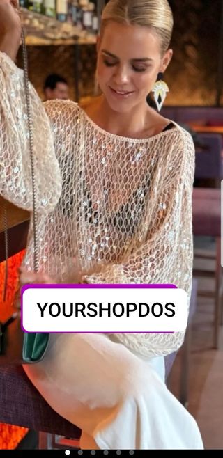 Top lentejuelas ZARA blanco