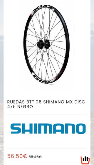Rueda bicicleta Shimano 26" MTB