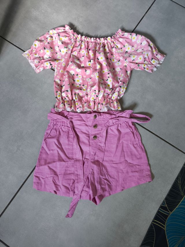 Completo rosa bimba: top + shorts