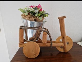 Soprammobile carrello fiori legno