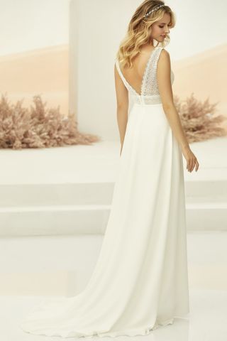 Vestido novia T 46 Crepe y Encaje